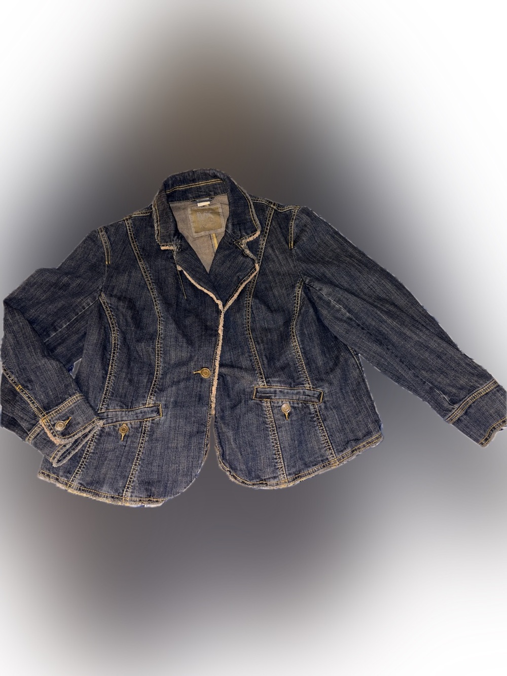 Michael Kors MK Distressed Design Denim Tailored Jacket